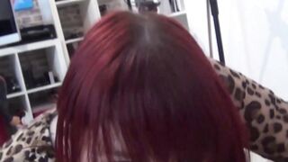 Donna Austin blowing meat at fake audition with stockings on