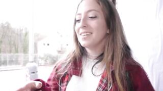 Sweet ginger babe blows & fucks a stranger for a cash