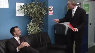 Big Boobed beauties in office fourway with old guy