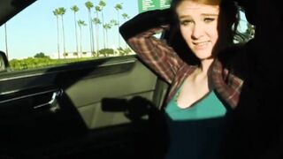 Freckled Blondie Gobbling On Large Boner In Car