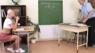 Flogged student teen is licked out