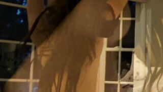 Britney touching her tight snatch & masturbate using dildo