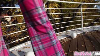 Antonia teases herself with a big toy in her pink snatch