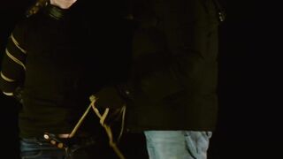 Rebel Rhyder gags on her dom's light wand & meat while tied on a starry night