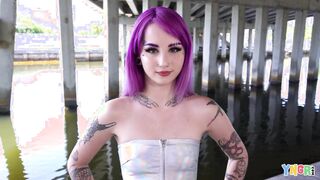 Sexy Tattooed Purple Hair Punk Hot Girl Gets Fucked