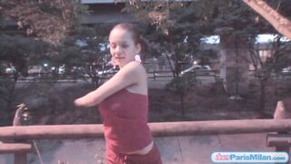 Titty teen jiggles large tits