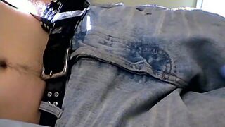 Inked Holden pullout dick & shoots load on his chest while blowing smoke