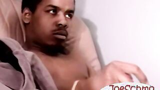 Ebony amateur dude shoots off fat cum by stroking his black cock