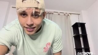 Sucking your nipples & jerking off a big Latina prick