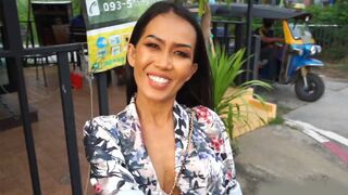 Thai MILF amateur takes a big dick ass fucking after being picked up