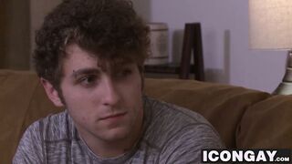 Bearded hunk dad shoving his huge dick into twink butt