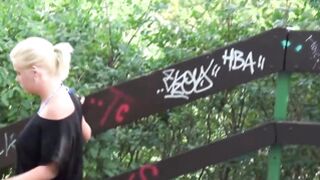 Naughty girls outside showing off their bodies & peeing